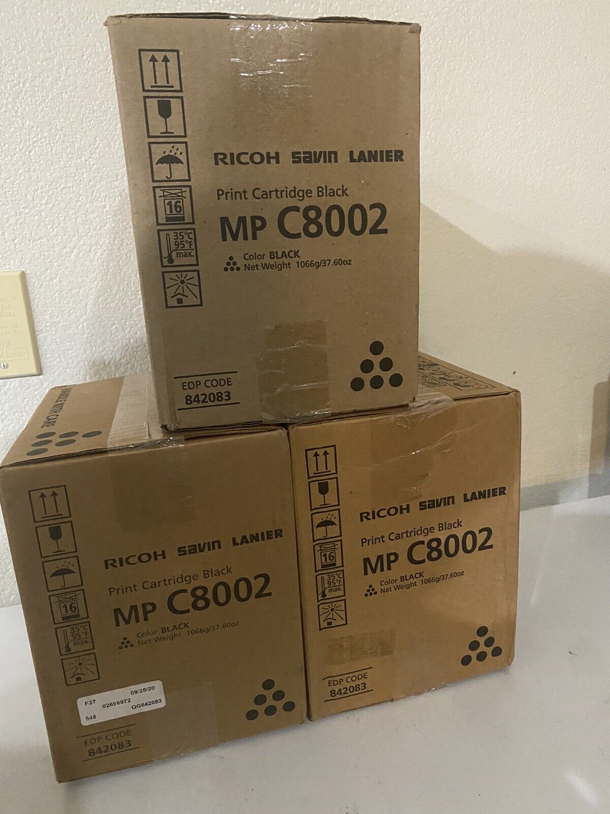 Ricoh MP C8002 Lot off 3 Black  Toner Cartridge 842083 New Genuine