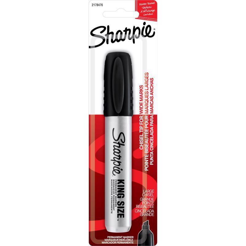 Sharpie 15101 King Size Black Quick Dry Chisel Tip Permanent Marker (Pack of 6)