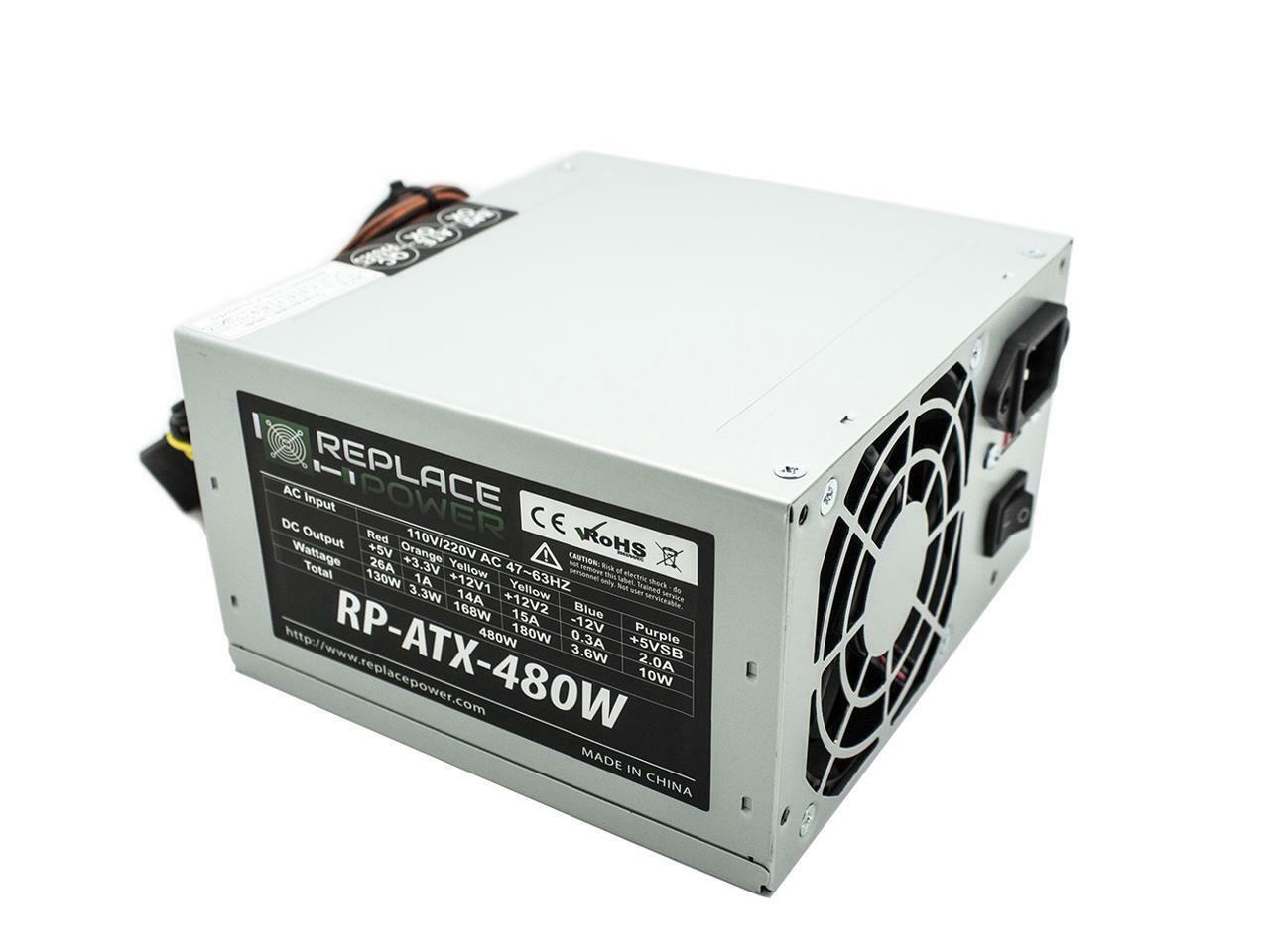 Replace Power 480W ATX Power Supply 204pin w SATA Support RP-ATX-480W