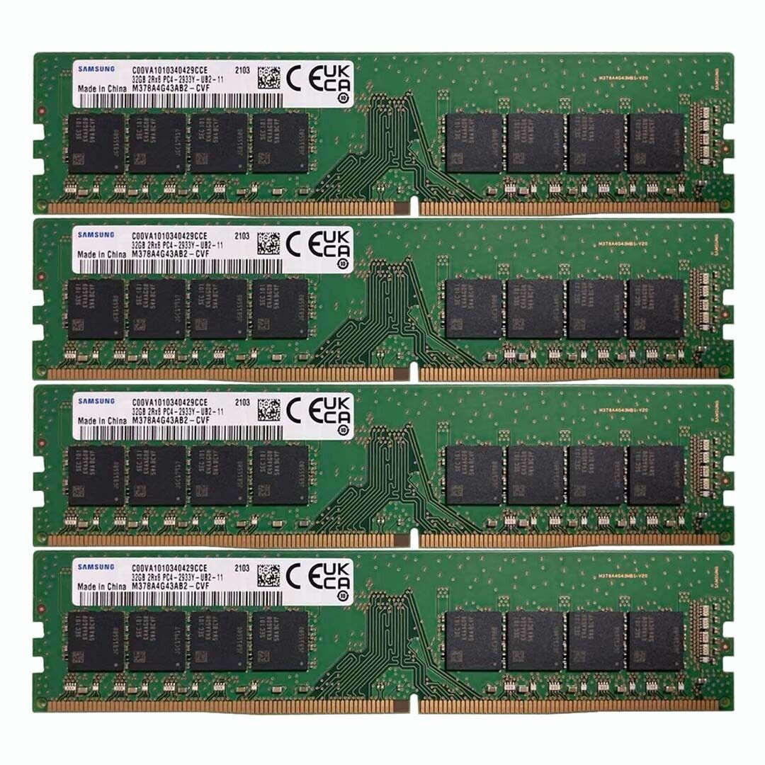 Samsung 4x 32GB 2RX8 PC4-2933Y DDR4 23400MHz 288Pin UDIMM Desktop Memory RAM -