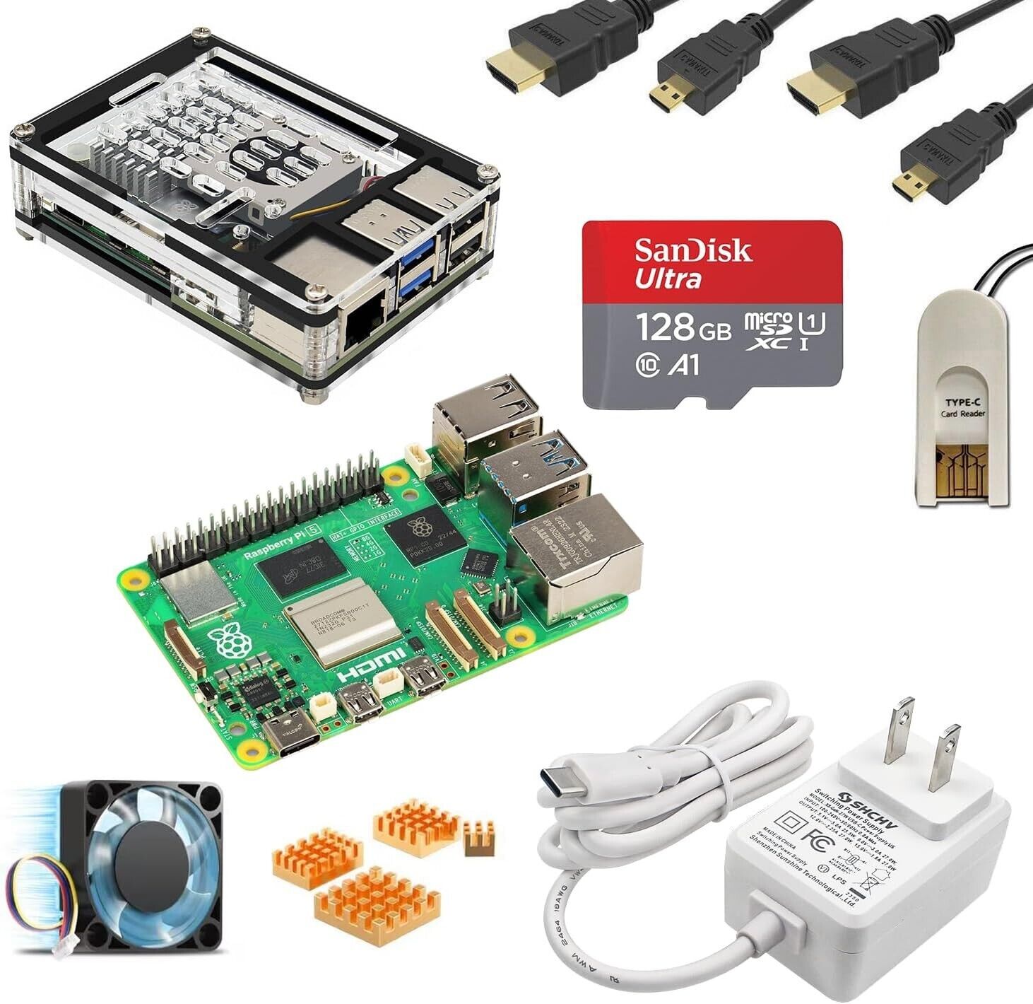 MarsKit Raspberry Pi 5 Ultimate Starter Kit -128GB Edition/Raspberry Pi 5 8gb
