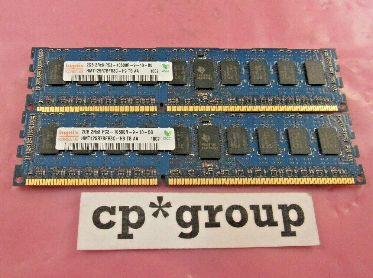Hynix 4GB 2x2GB 2Rx8 PC3-10600R DDR3 ECC REG Server Memory RAM HMT125R7BFR8C-H9