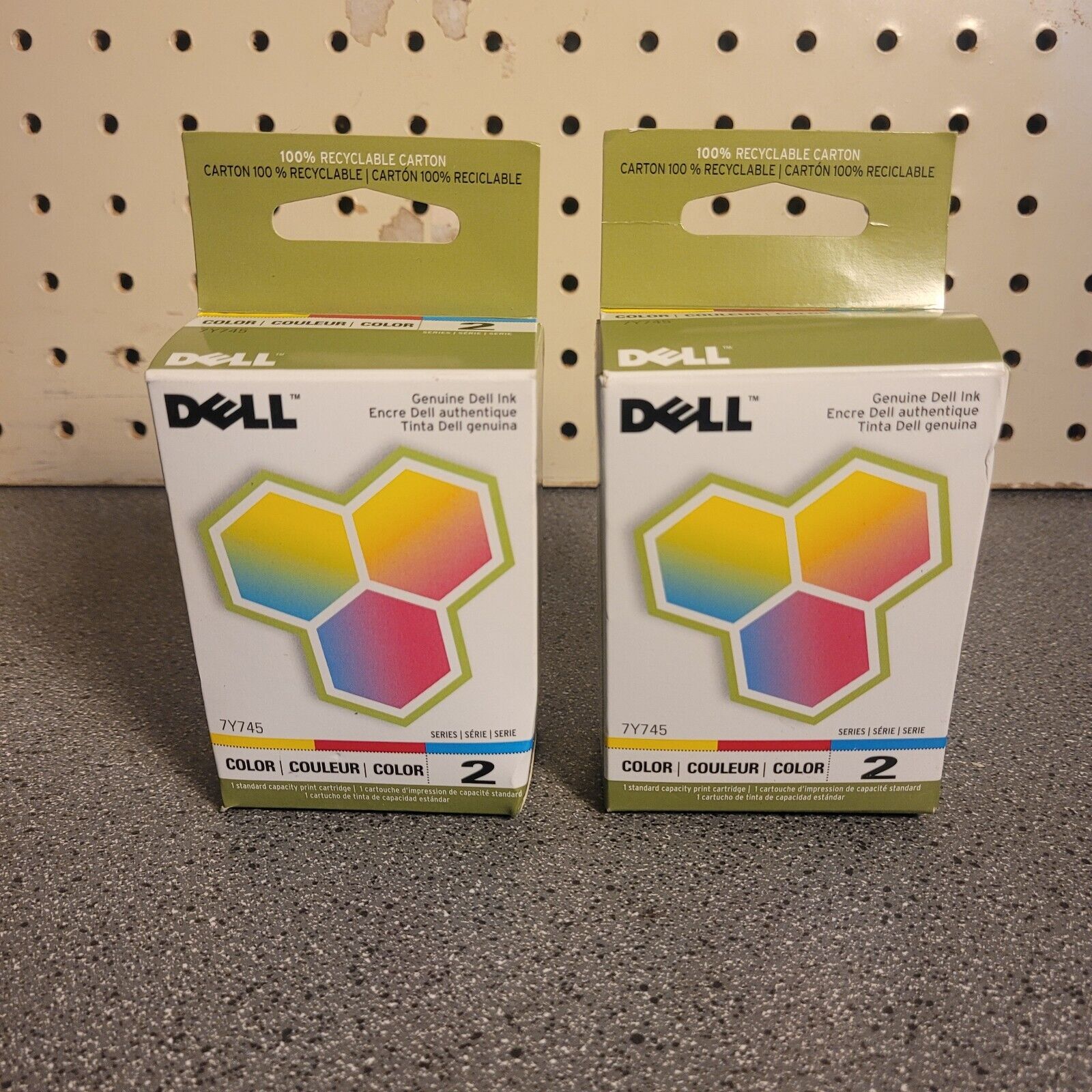 Two Brand New In Box Dell Series 2 Mo: 7Y745 Color Ink Cartridges 