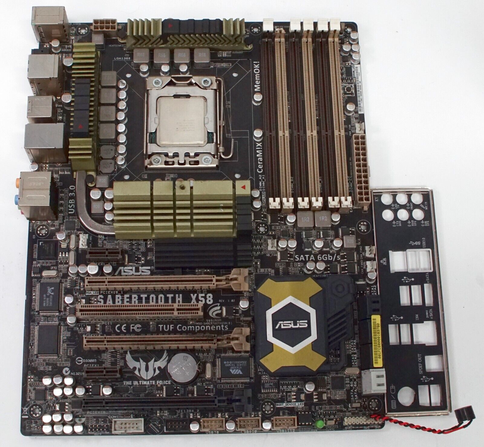 ASUS SABERTOOTH X58 ATX Intel LGA1366 DDR3 Motherboard w/i7-950 CPU & IO Shield