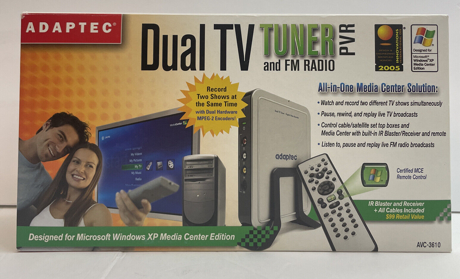 Adaptec Dual TV Tuner and FM Radio PVR AVC-3610-All-in-One Media Center Solution