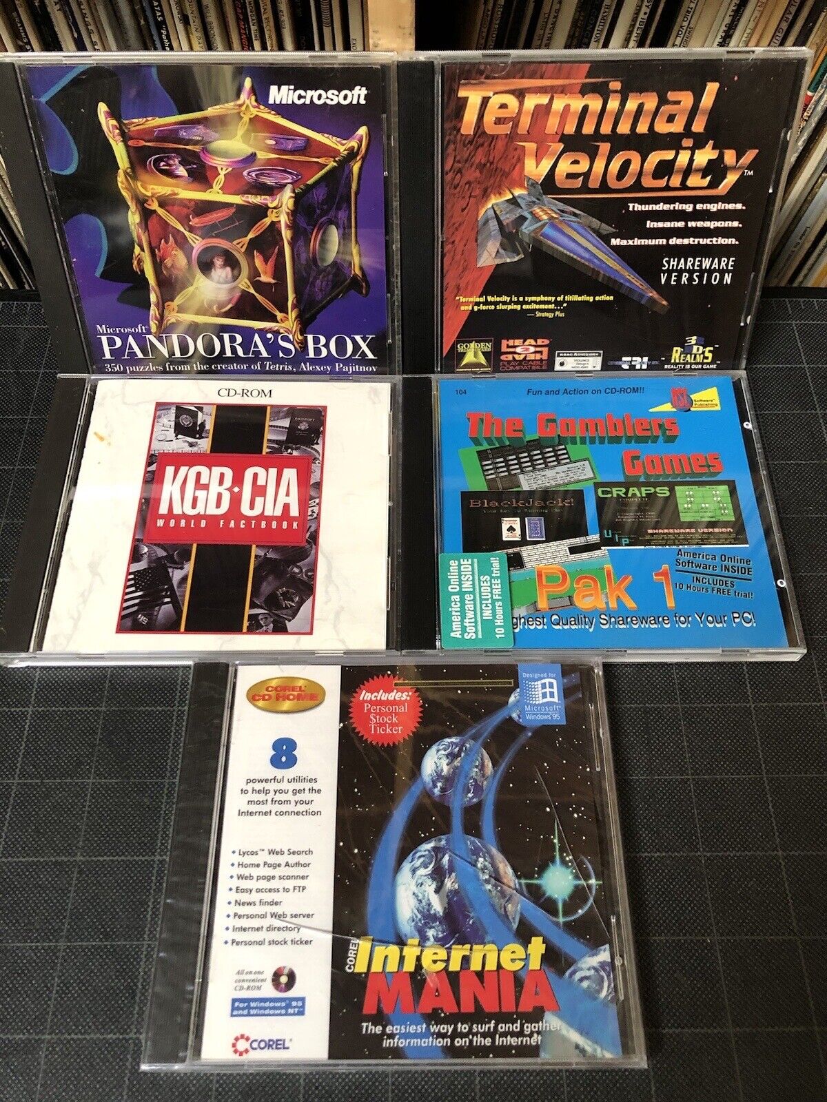Vintage Software PC CD-ROM Games (5) Pandora\'s Box/Termainal Velocity/KGB-CIA