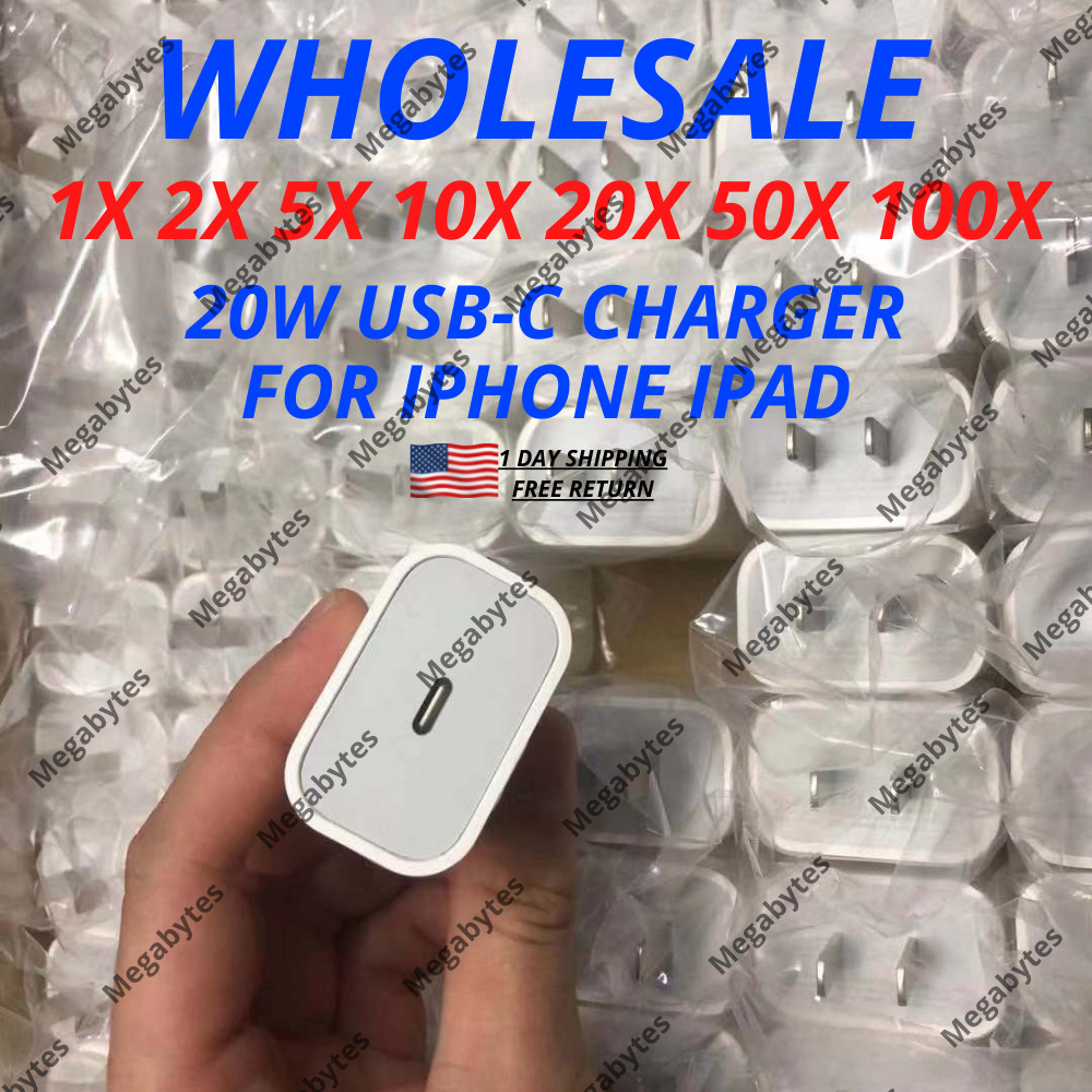 100x Lot 20W USB-C Fast Power Adapter Wall Charger For iPhone 14 13 12 11 XR 8 7