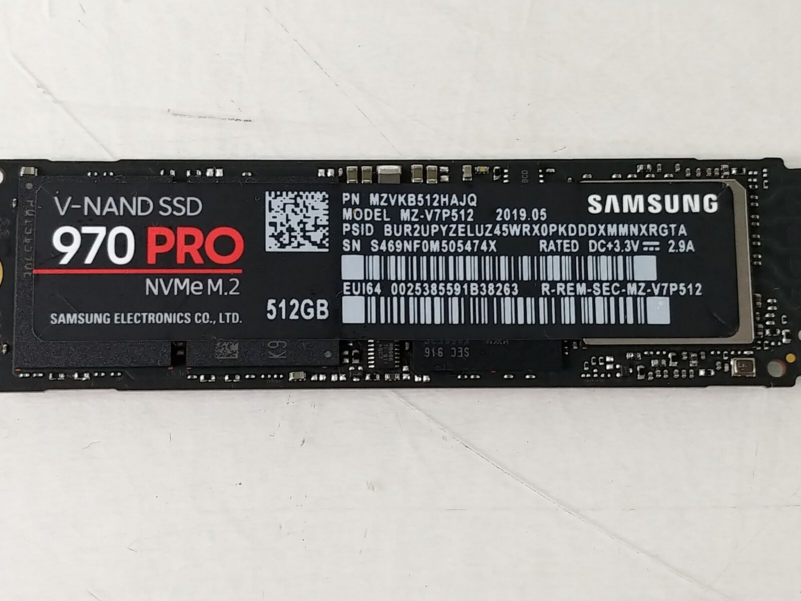 Samsung 970 PRO MZ-V7P512 512 GB NVMe 80mm Solid State Drive