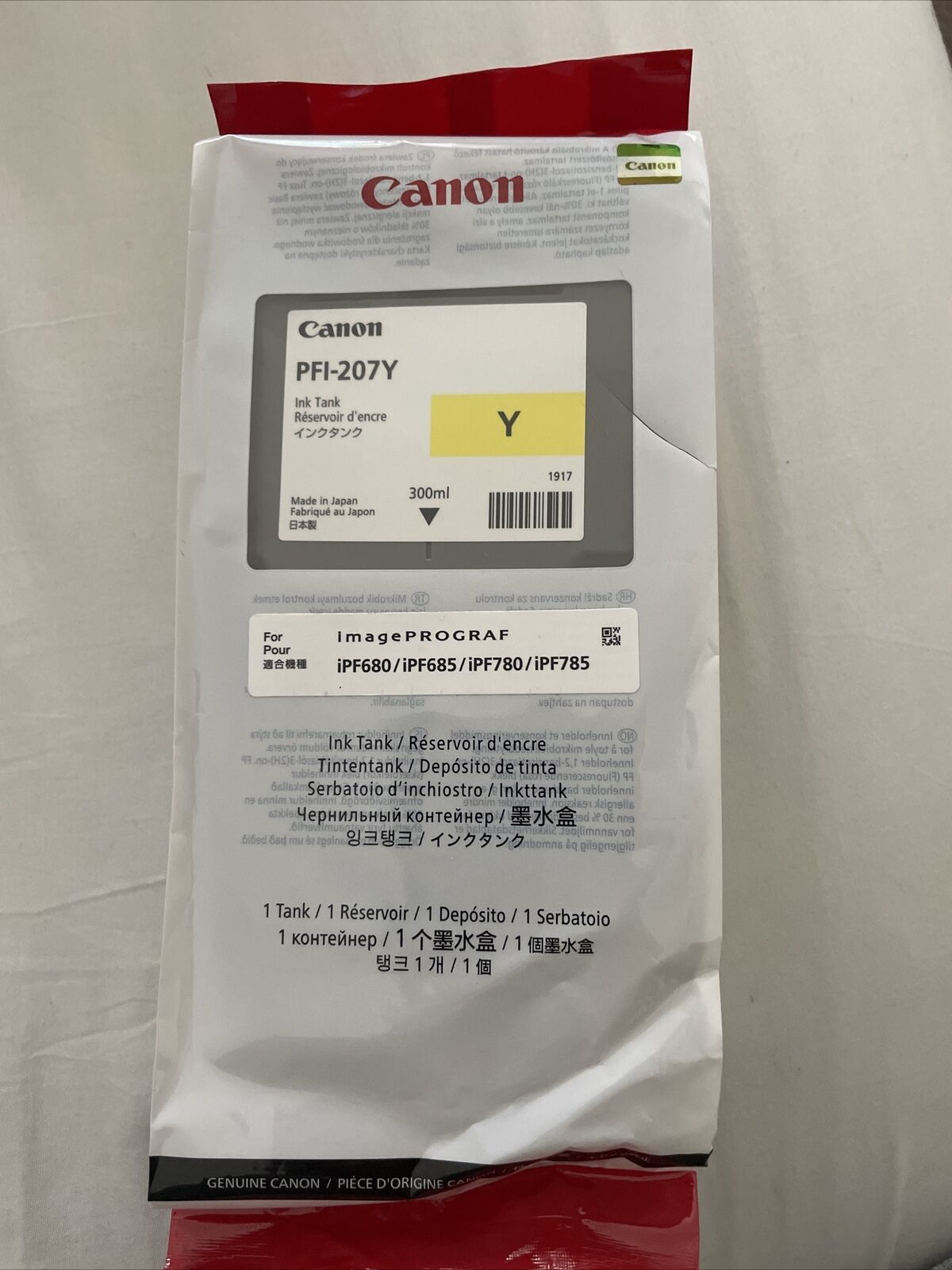Genuine Canon PFI-207Y Yellow Ink Tank 300ml 8792B001 Exp. 02/2025