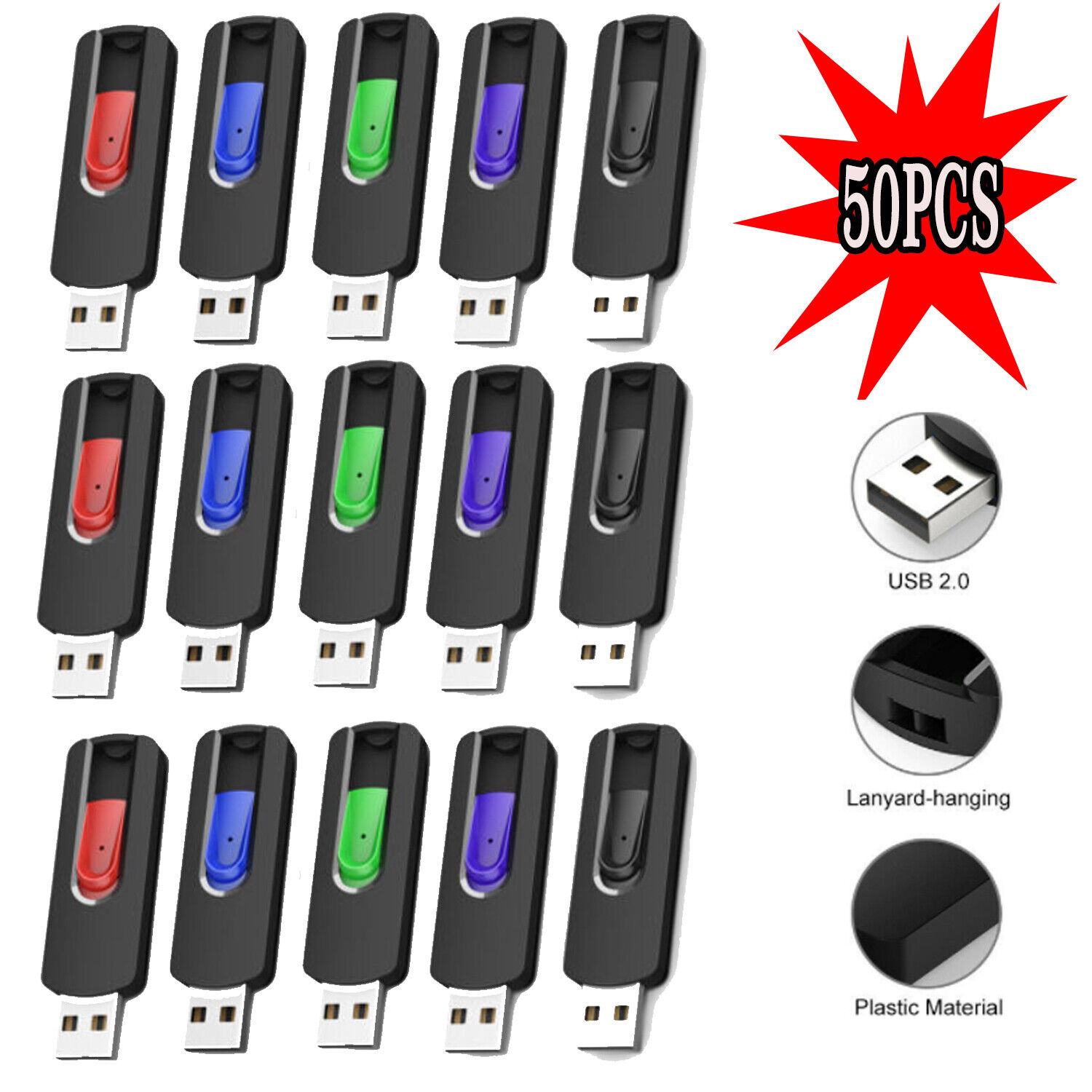Wholesale 50PCS/Lot 2GB USB2.0 Flash Drive Memory Stick Storage U Disk Pen Drive