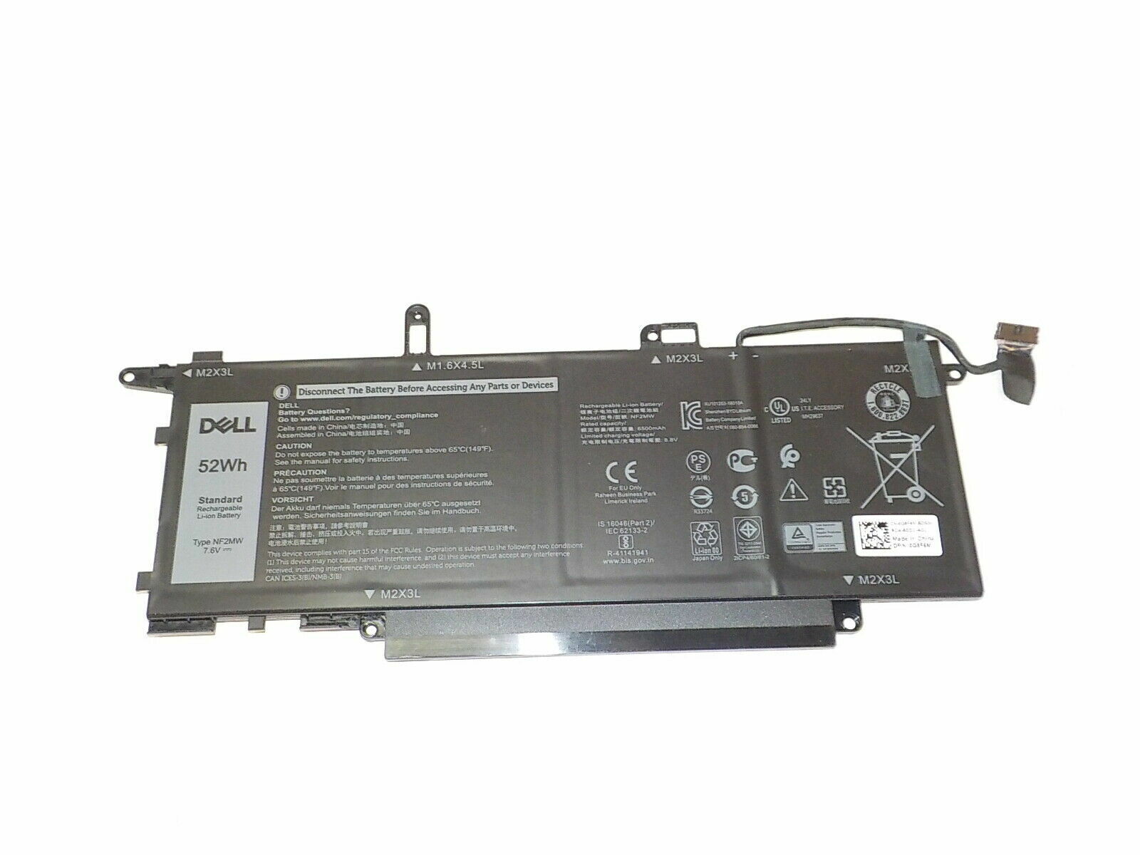 NEW OEM 52Wh, 7.6V NF2MW Dell Battery For Dell Latitude 8W3YY