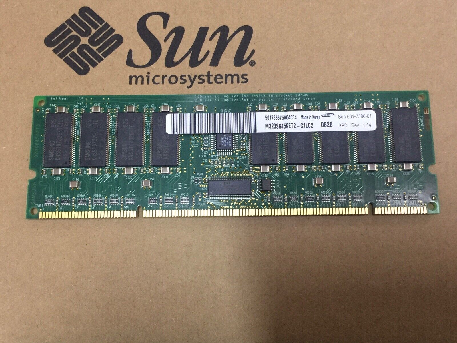 SUN 501-7386, 1GB Memory Module,  M323S6459ET2-C1LC2 ,Test-PASS
