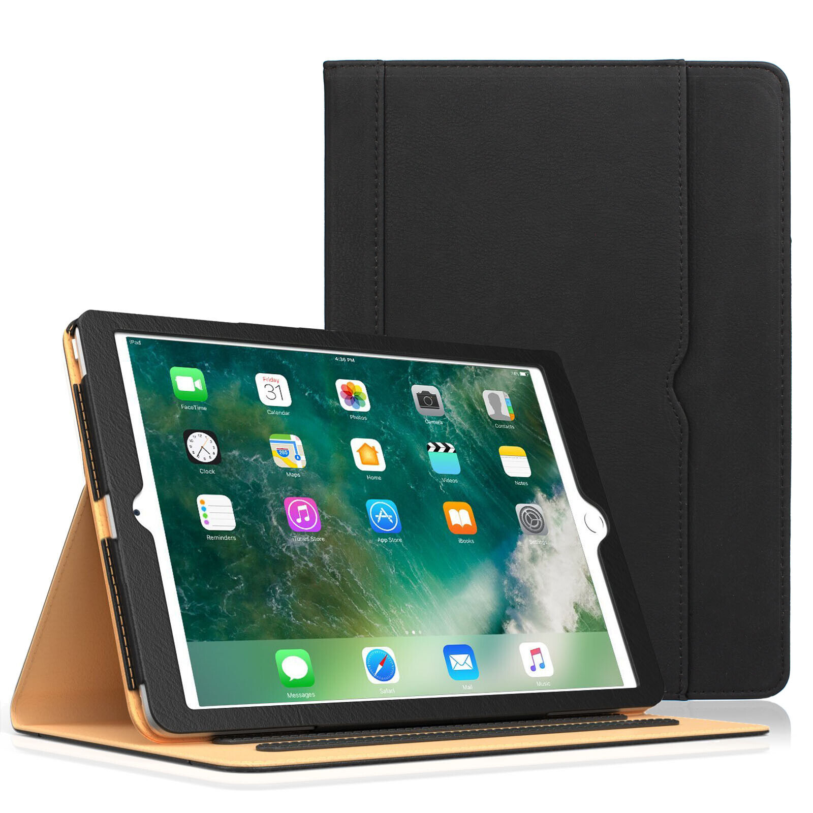 Premium iPad Soft Leather Business Folding Stand Smart Cover Document Card Slots