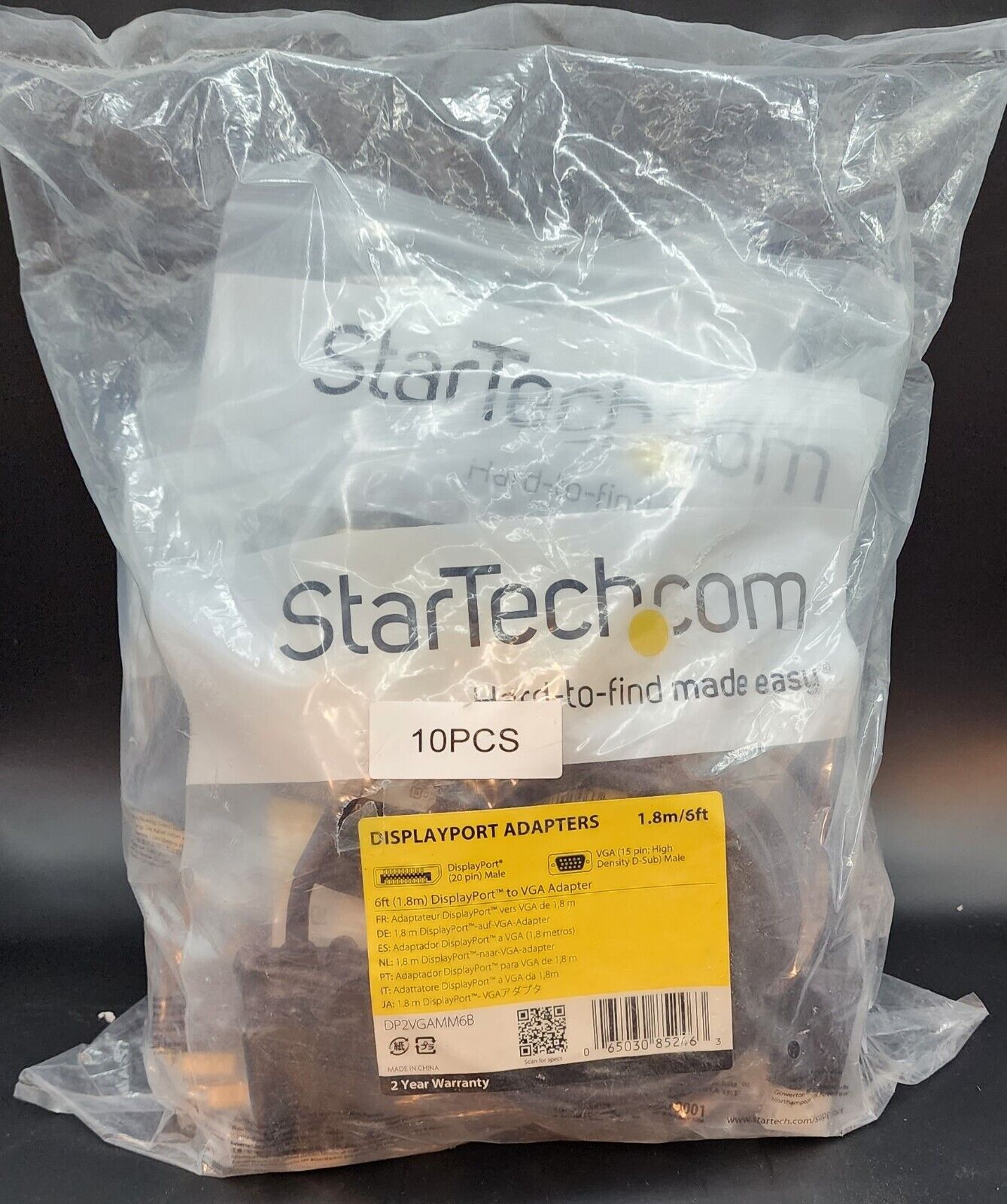 (Lot of 10) - Startech.com - DisplayPort to VGA Adapters - 1.8m/6ft / New