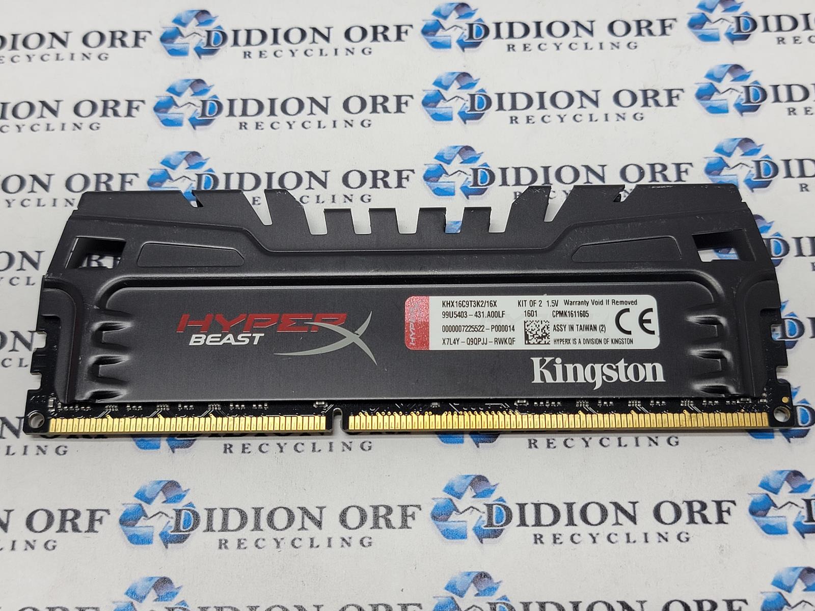 Kingston RAM Memory KHX16C9T3K2/16X Hyper X Beast  8GB Desktop Memory  SKU 8474