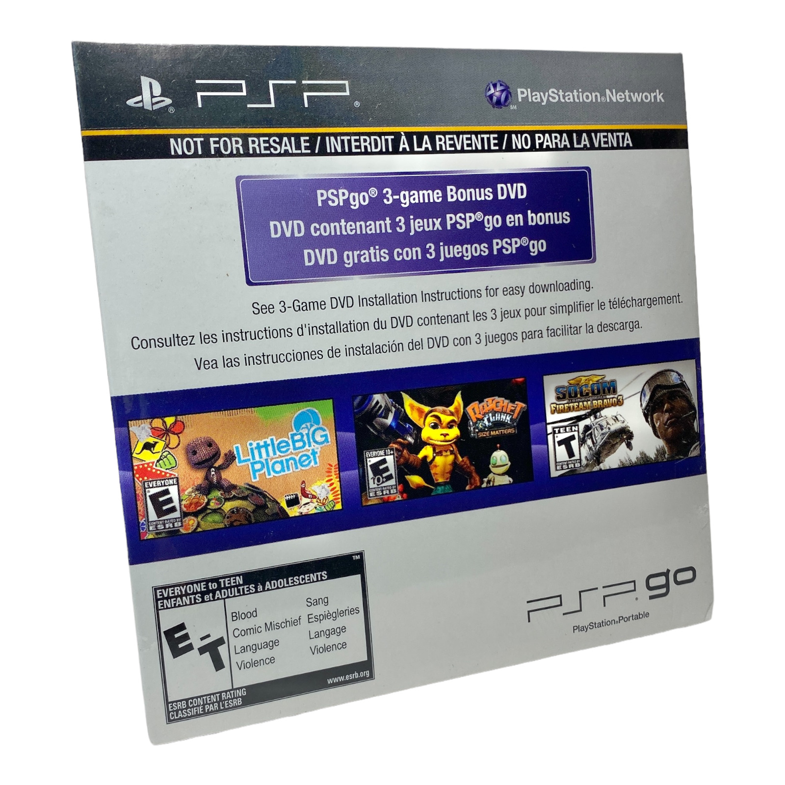 PSPgo 3 Game Bonus DVD NEW SEALED RARE HTF LittleBIG, Ratchet & Clank, SOCOM