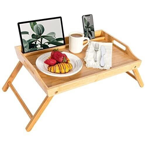NEW, Bamboo Bed Tray, Lap Desk with Phone Holder  #519/536