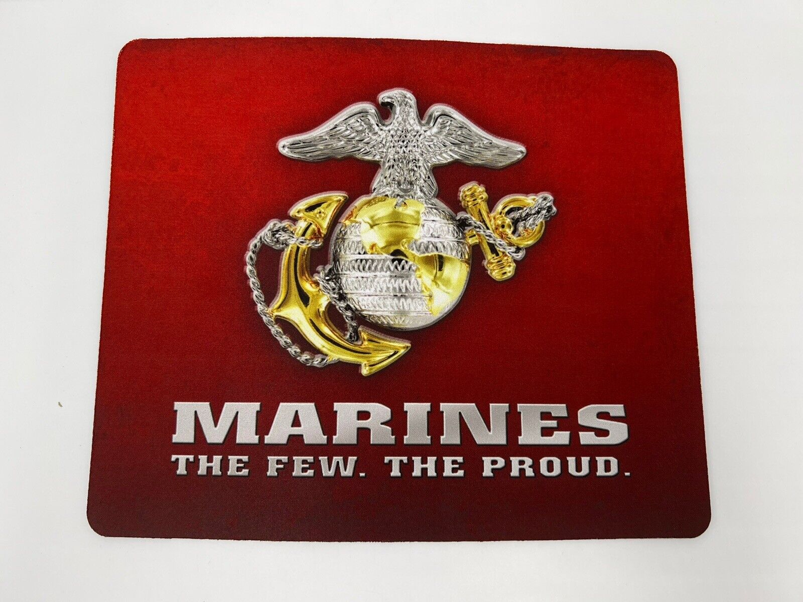 US MARINE CORPS EGA THE FEW THE PROUD ON RED NEOPRENE MOUSE PAD MADE IN USA