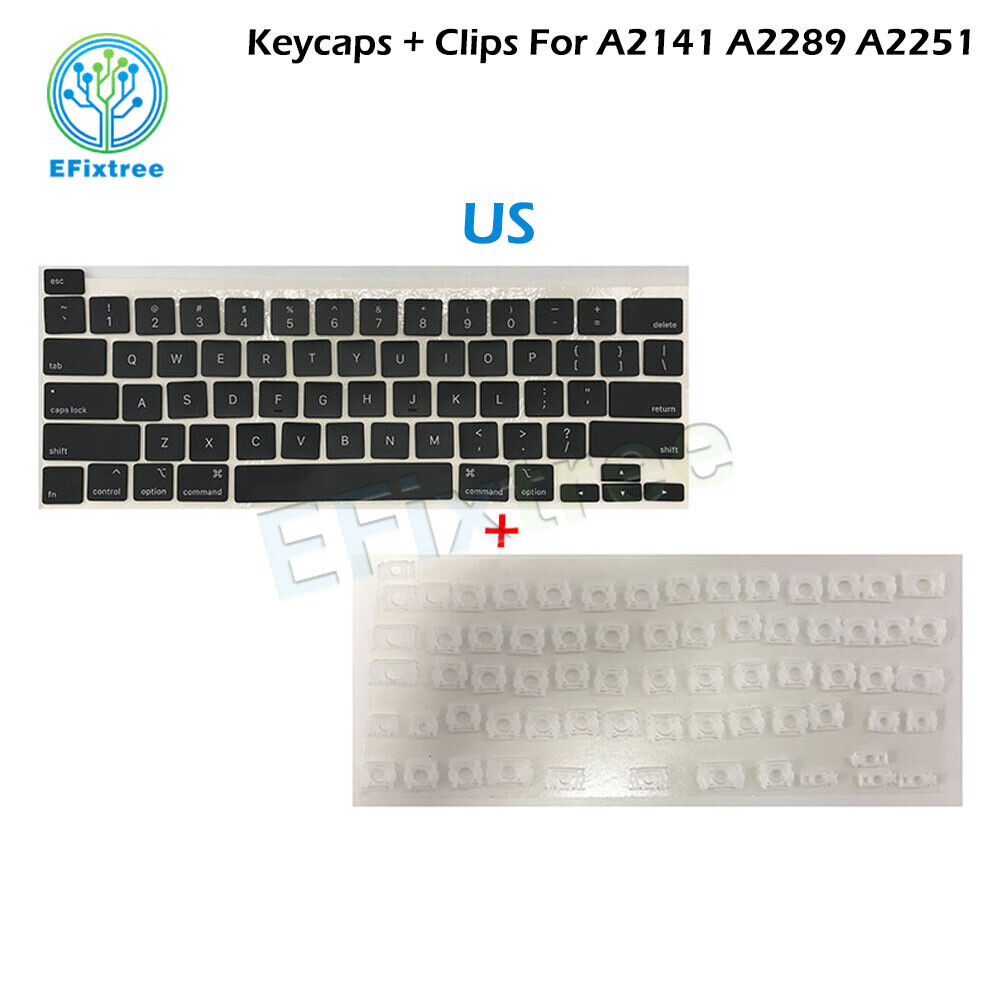 Laptop A2141 A2289 A2251 Keycaps w/ Clips For Macbook Pro Retina 16\