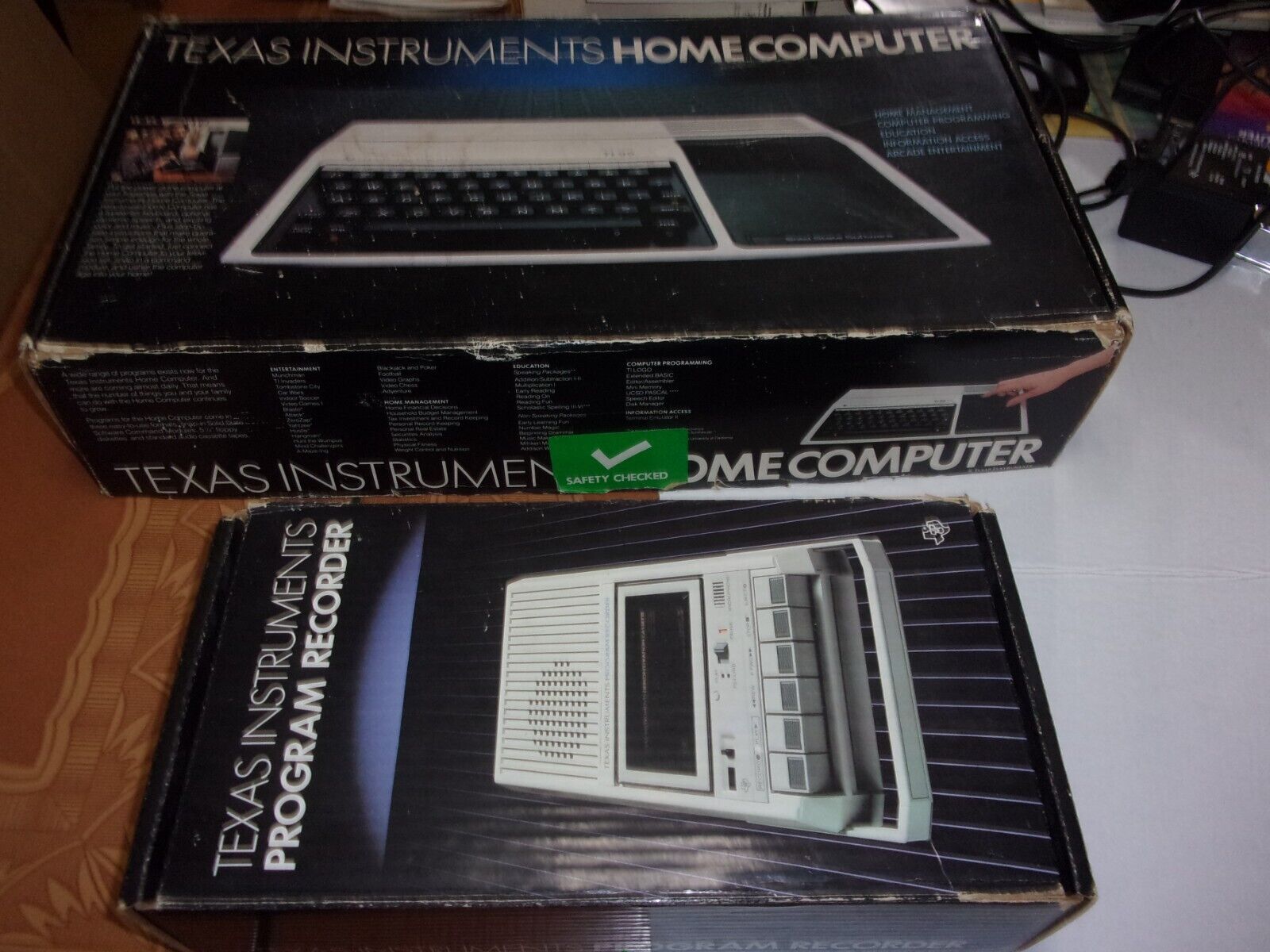TEXAS INSTRUMENTS TI 99/4A Computer + Program Recorder Games Ms. Pac-Man Manuals