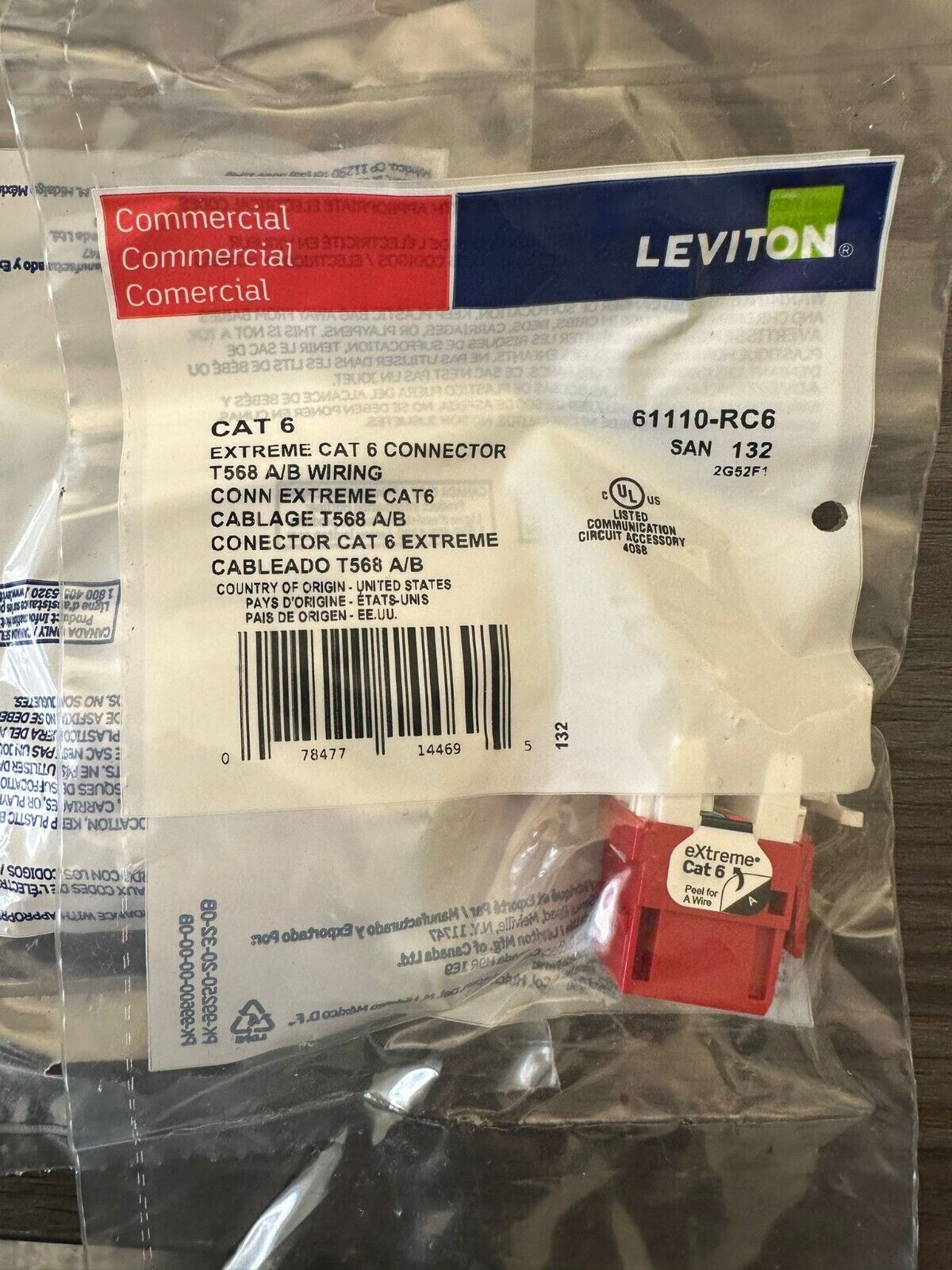 Leviton 61110-RC6 Red Cat6 Connector T568 A/B Wiring [LOT OF 45]