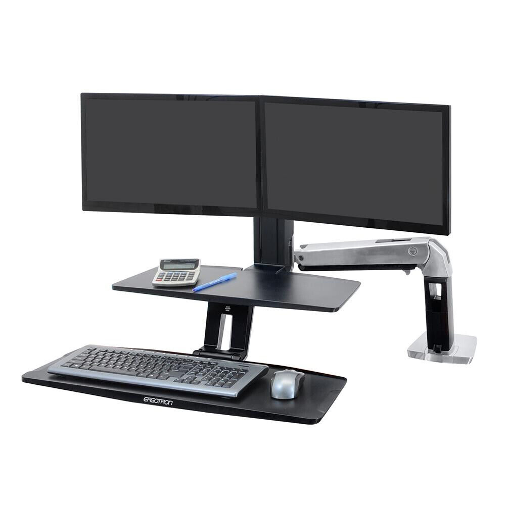 Ergotron WorkFit-A Dual Monitor Sit-Stand Desk Arm, Up to 24\