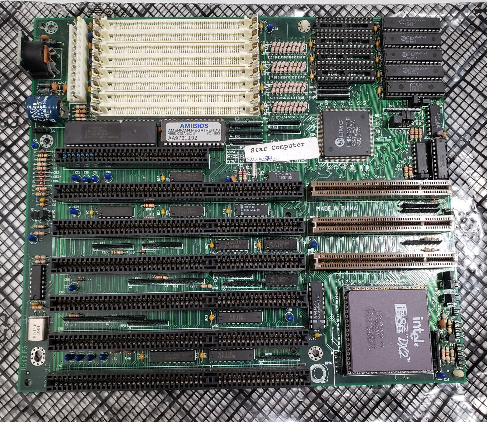 QDI US491P3 486DX2 Motherboard Populated CPU slot i486 Intel 486 DX2