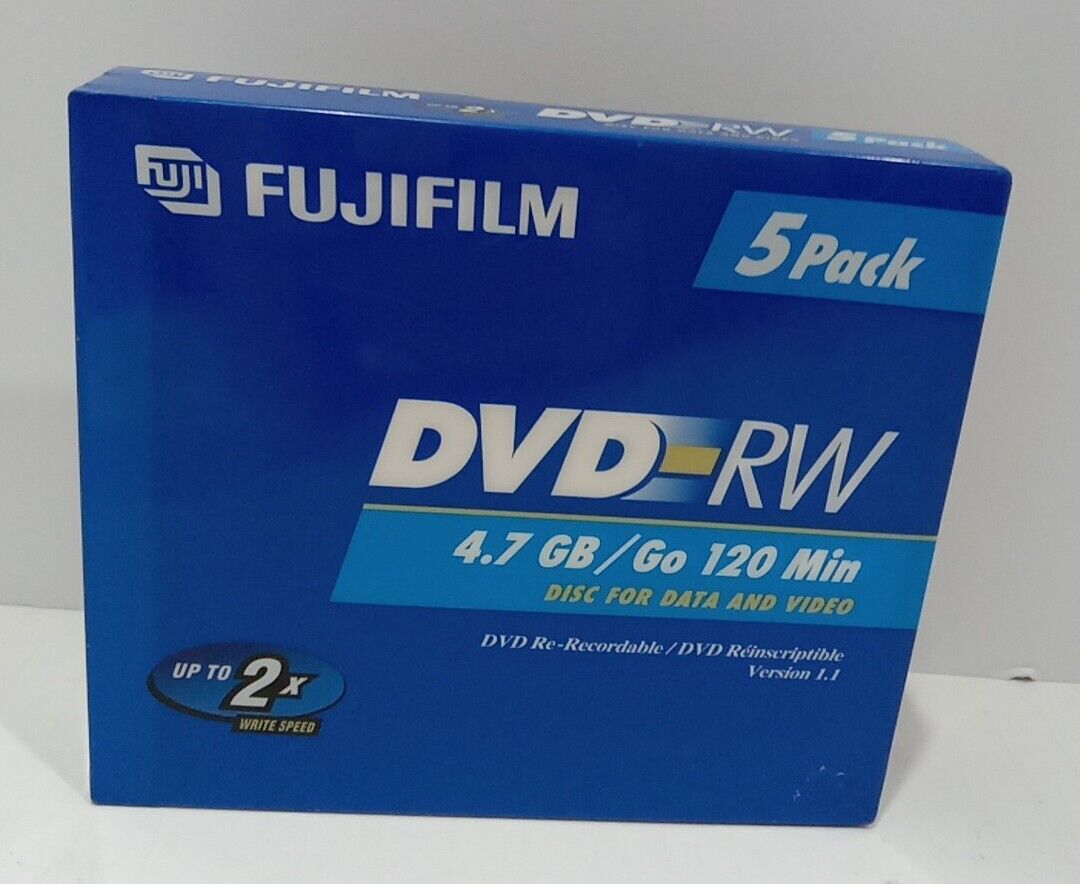 DVD-RW Fujifilm Discs  DVDs 120 Min 4.7GB Jewel Cases Brand New Pack Of 5
