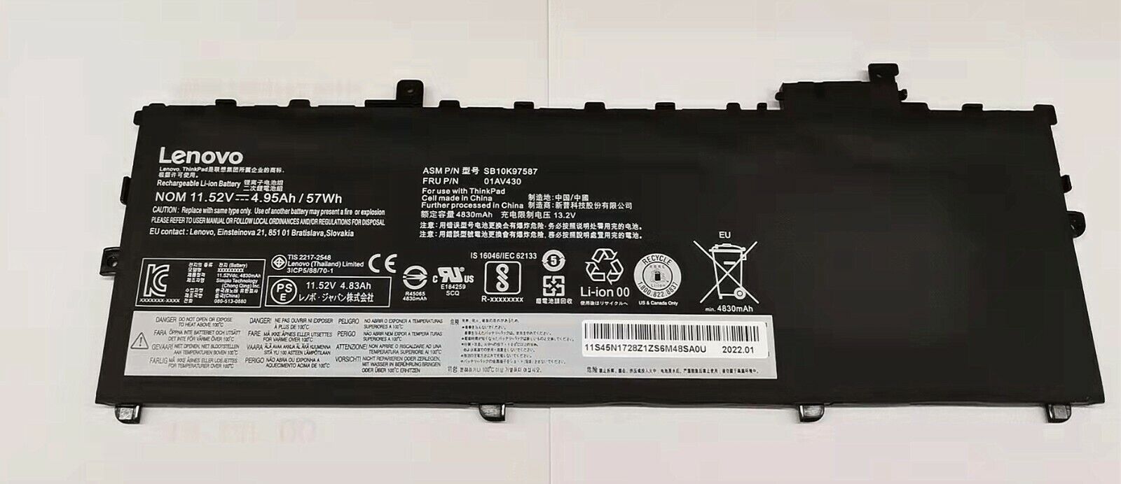 Genuine 01AV429 01AV430 01AV494 battery For Lenovo Thinkpad X1 Carbon 2017 2018