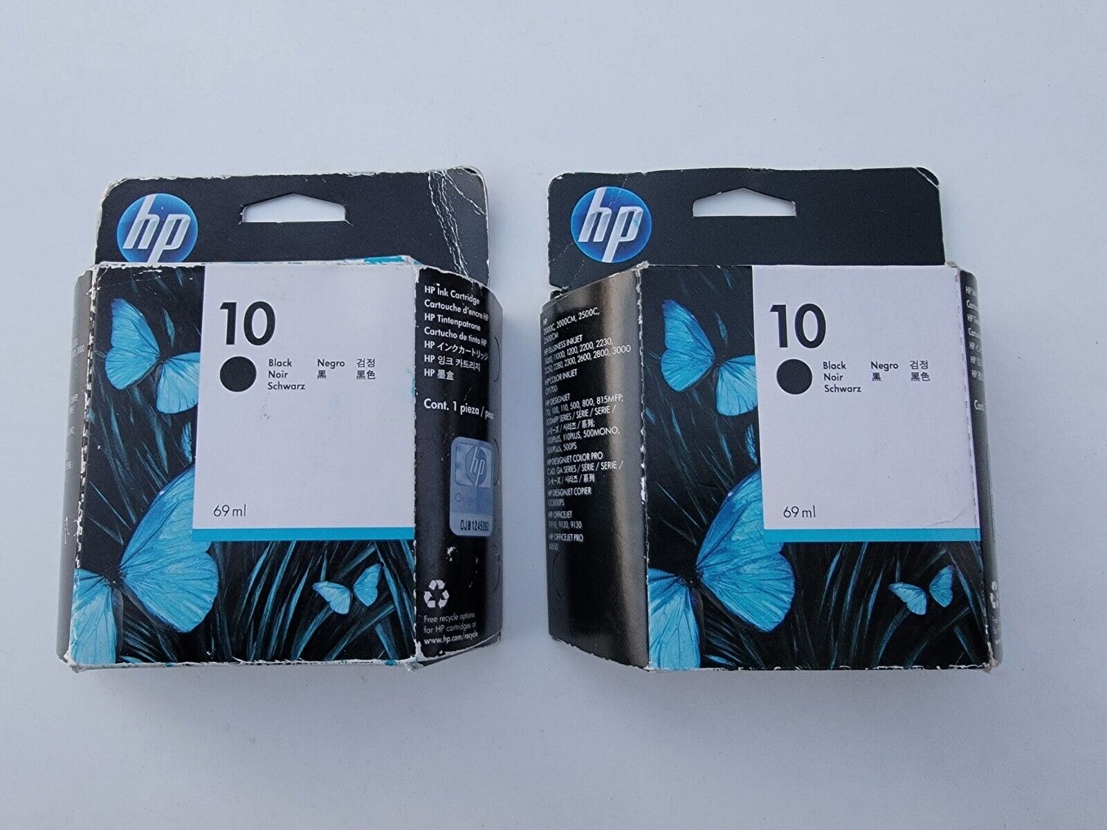 HP 10 Black Set Of 2 Ink Cartridges-nwt