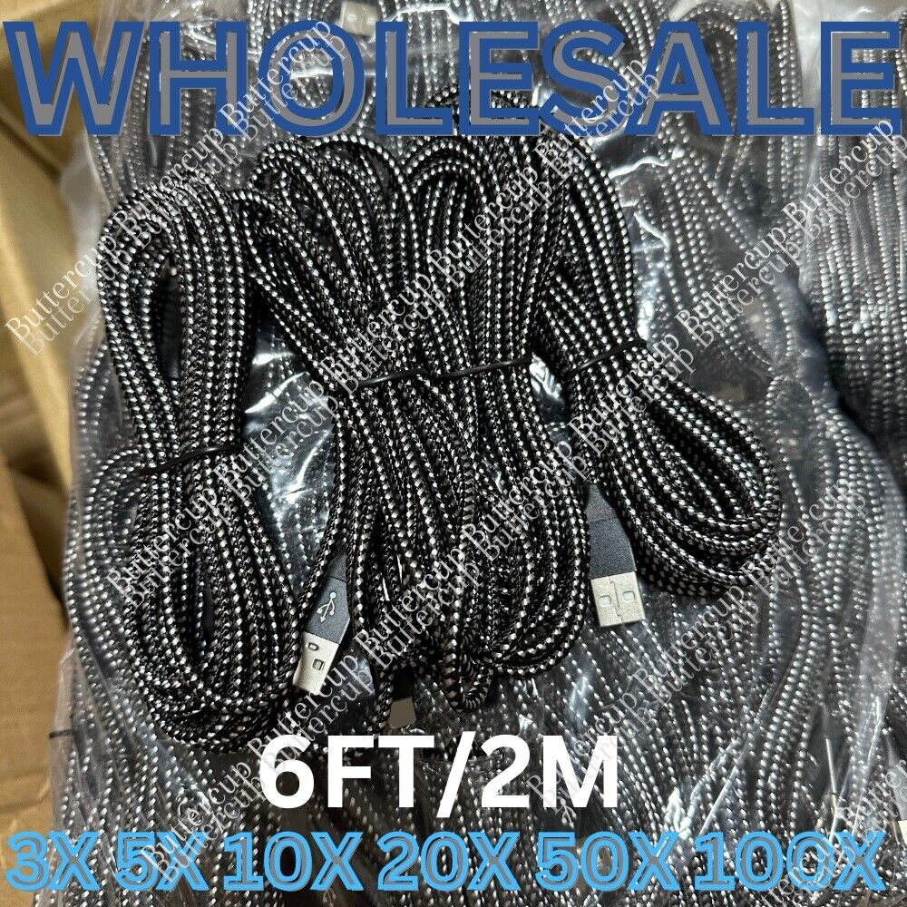  6Ft Heavy Duty USB Charging Cable For iPhone 14 13 12 11 X 8 7 Charger Cord Lot