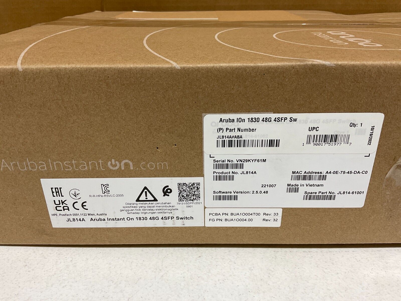New HPE Aruba Instant On 1830 48 port 10 100 1000 Switch JL814A#ABA Sealed ✅❤️️