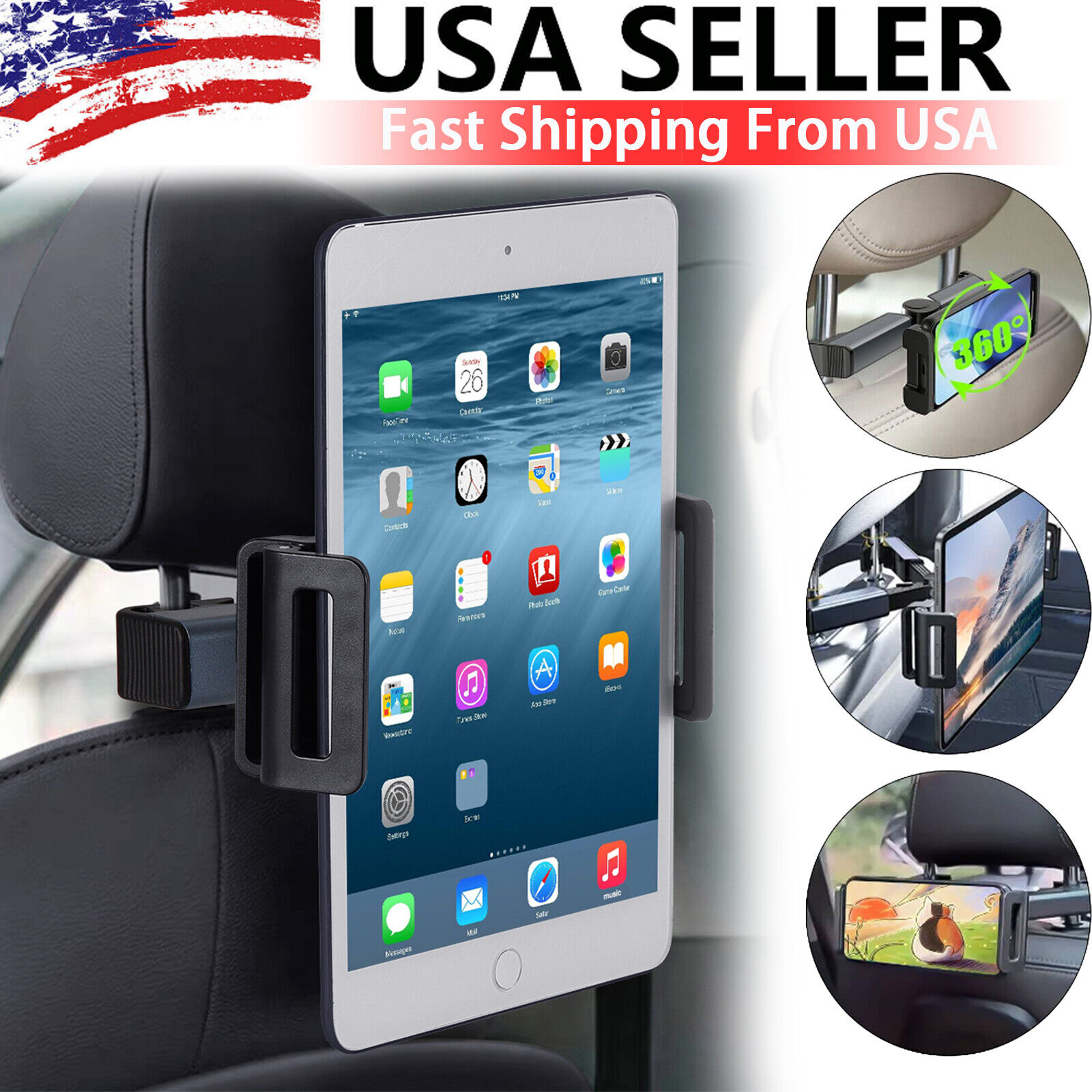 1/2Pcs 360° Car Back Seat Headrest Mount Tablet Holder for 4.7-12.9\