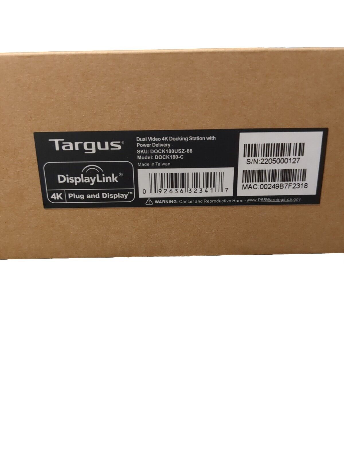 Targus USB-C Universal DV4K Docking Station with Power (DOCK180USZ)