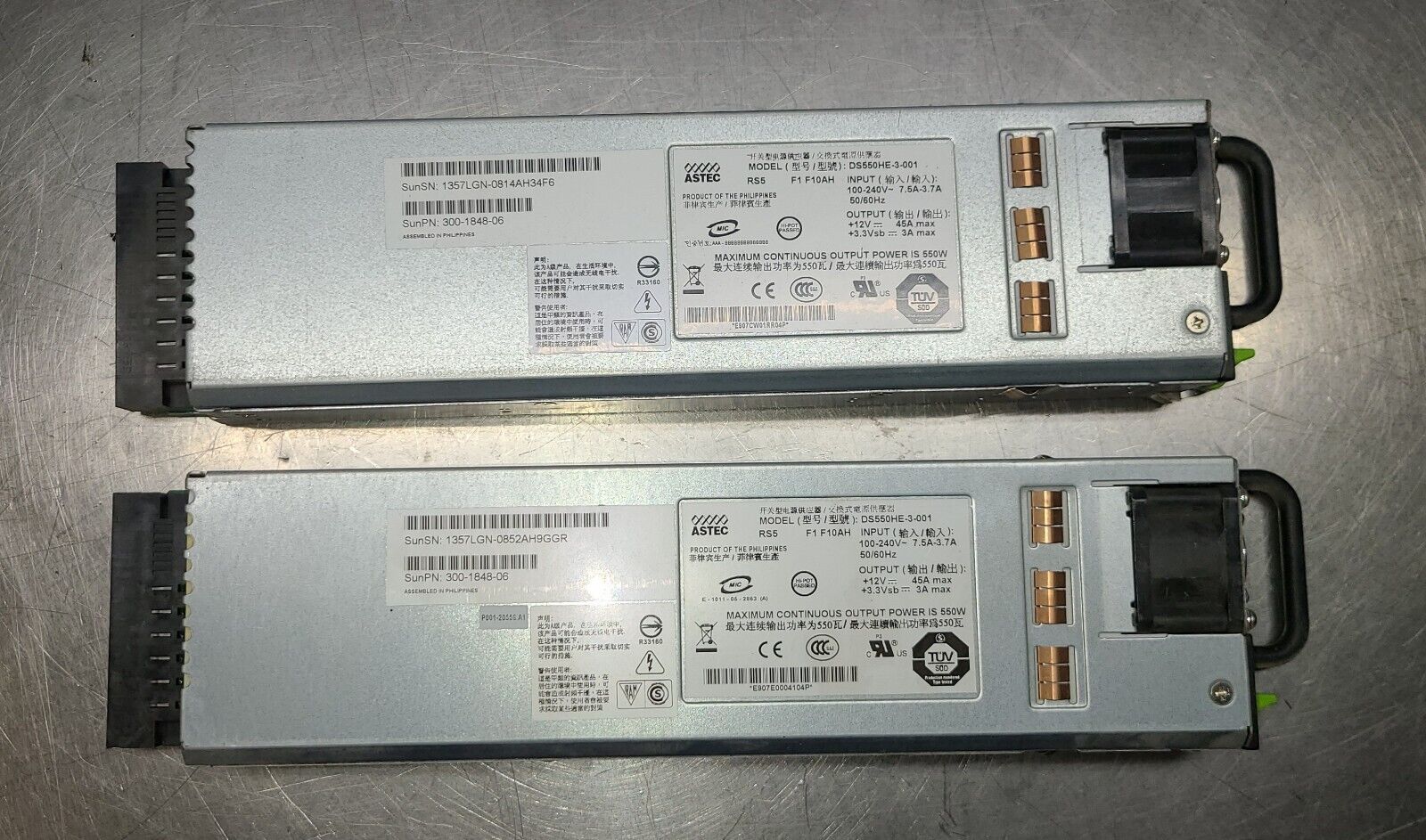SUN 300-1848 ASTEC DS550HE-3-001 550W POWER SUPPLY (PAIR/LOT OF 2)