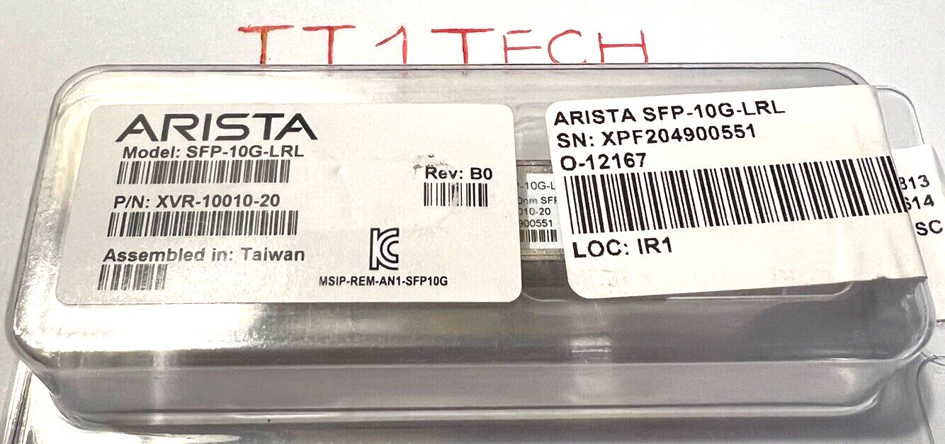 Brand New Arista SFP-10G-LRL XVR-10010-20 SFP+LRL 1310nm 1km over SMF transceive