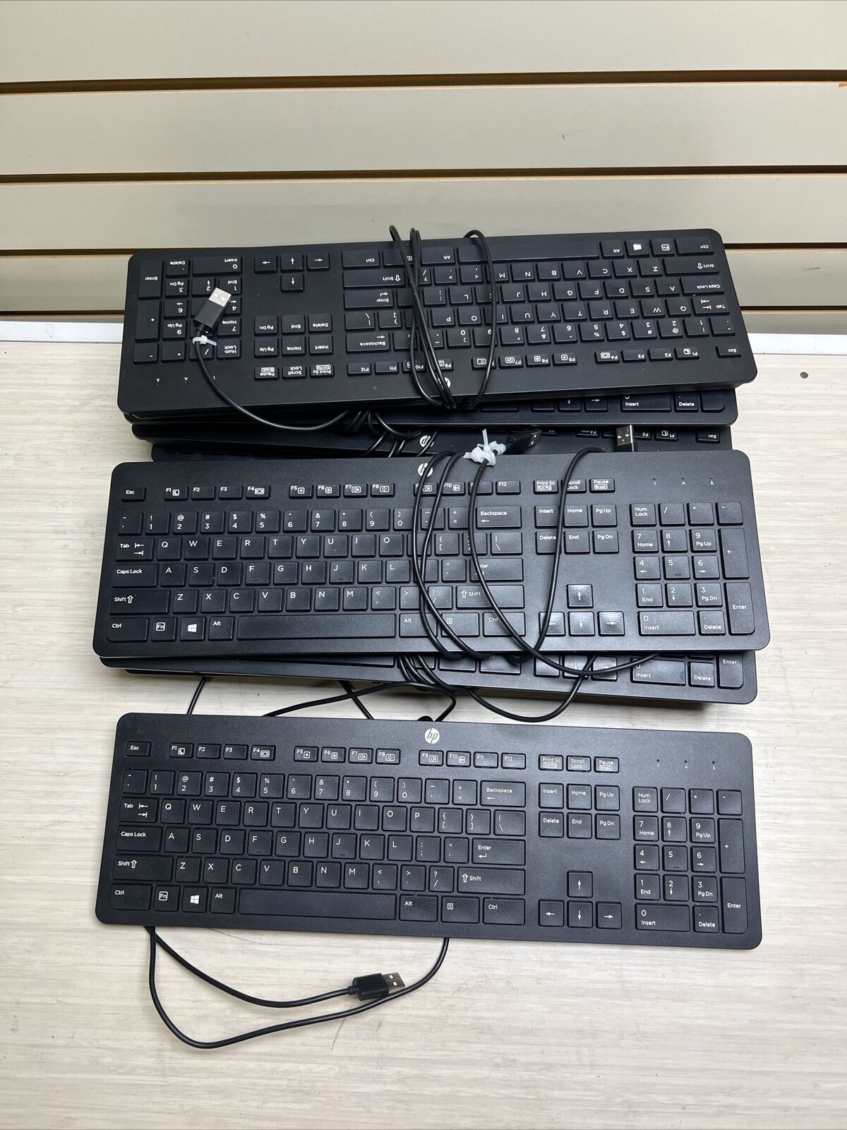 LOT OF 10 - HP 803181-001 Wired USB Slim Keyboard (US) VERY NICE CONDITION