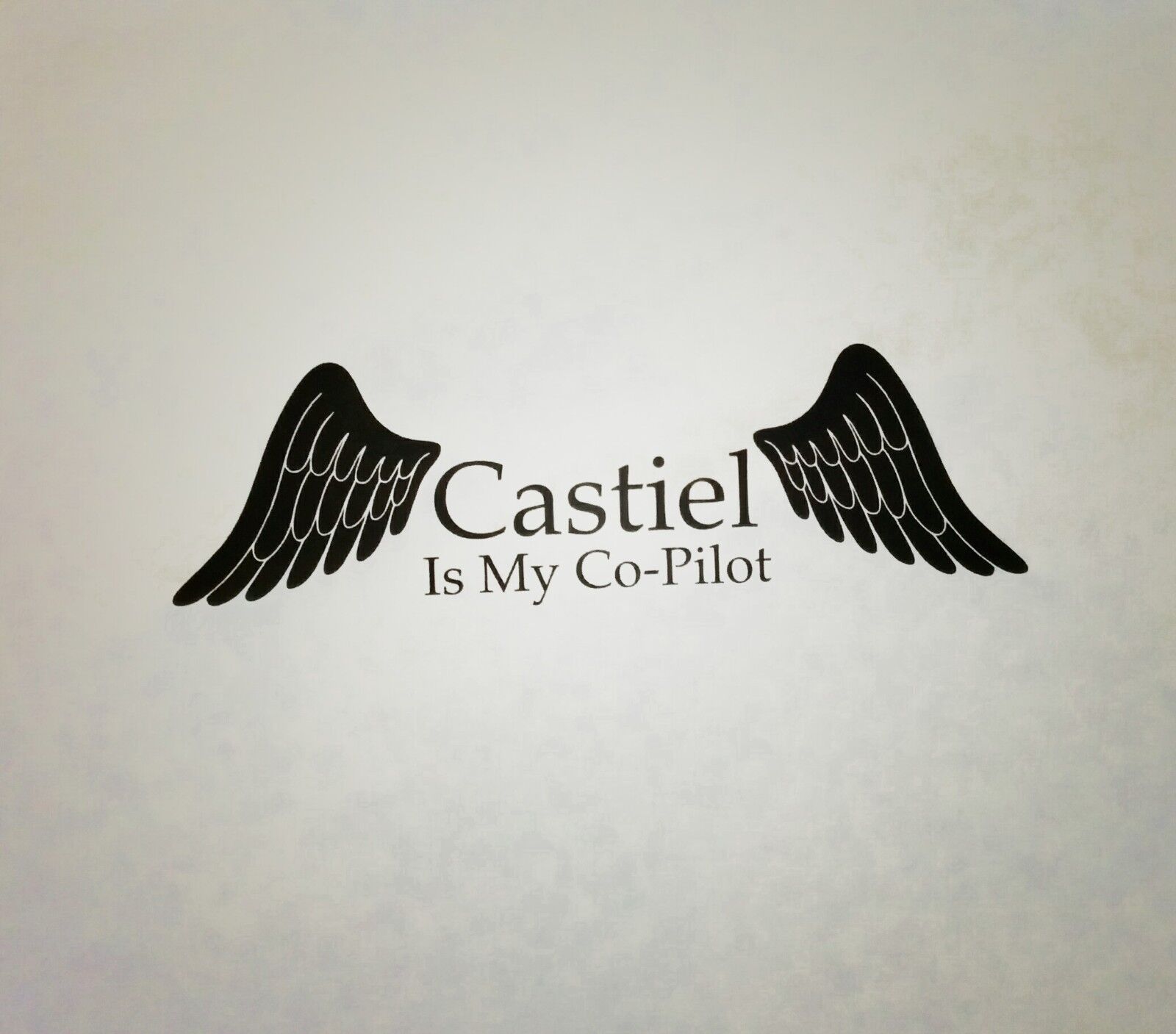 Supernatural Castiel Is My Co-Pilot Vinyl Die Cut Car Laptop Decal Sticker Wings