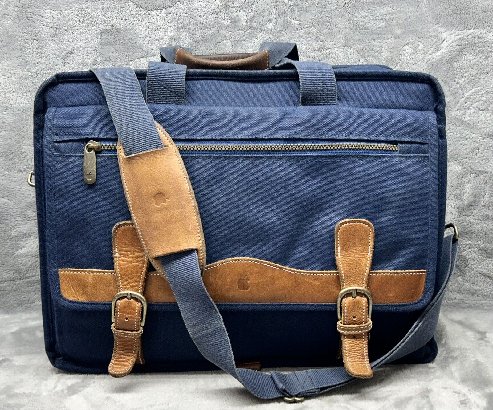 Apple Mac Messenger Bag Briefcase Canvas Leather Trim Vintage RARE