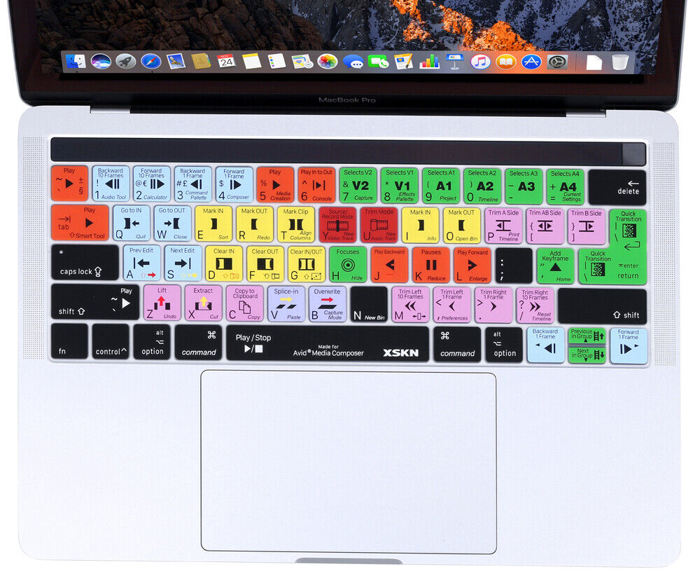 XSKN Avid Media Composer Shortcut Keyboard Cover for Touch Bar MacBook Pro 13 15