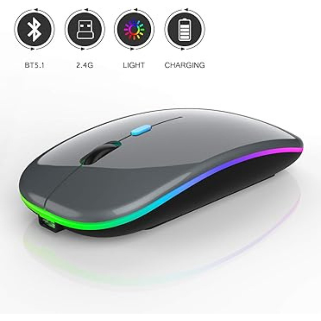 2.4GHz Wireless Optical Mouse USB Rechargeable RGB Cordless Mice For PC Laptop✅