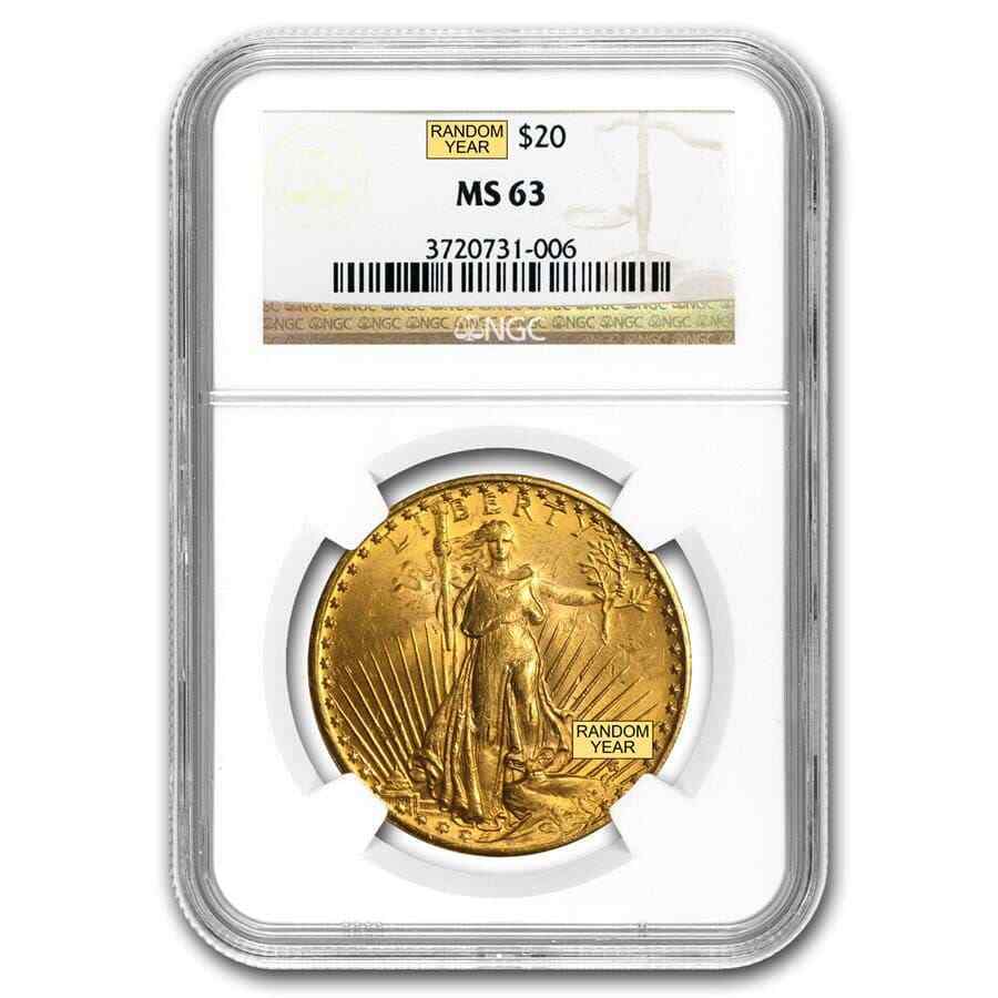 $20 Saint-Gaudens Gold Double Eagle MS-63 NGC (Random) - SKU #123