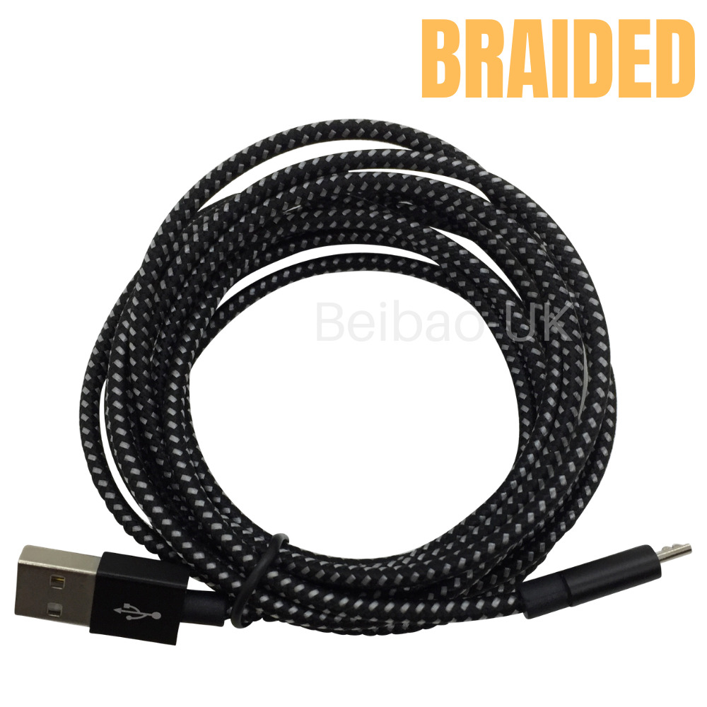 Heavy Duty 10Ft Micro USB Fast Charger Data Cable Cord For Samsung Android HTC