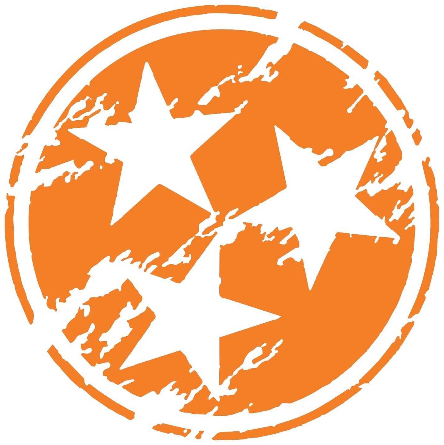 Tennessee Distressed Tri Star Orange Sticker Decal (Select your Size)