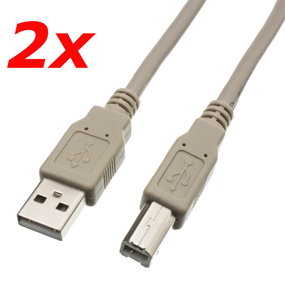 2 Pack 10ft USB 2.0 A Male to USB B Male Printer Scanner Cable Cord for HP Dell