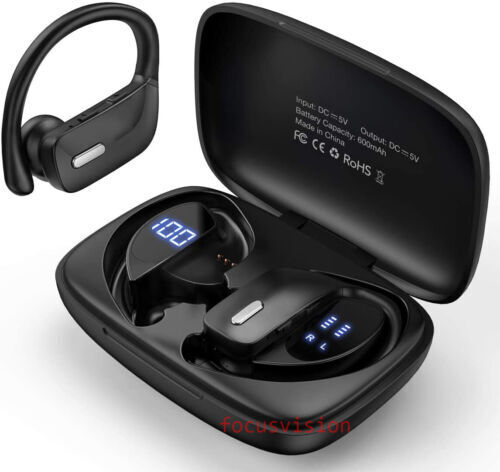 Bluetooth Earbuds 5.0 Wireless Sports Earbuds Earphones Stereo In Ear Hook Black