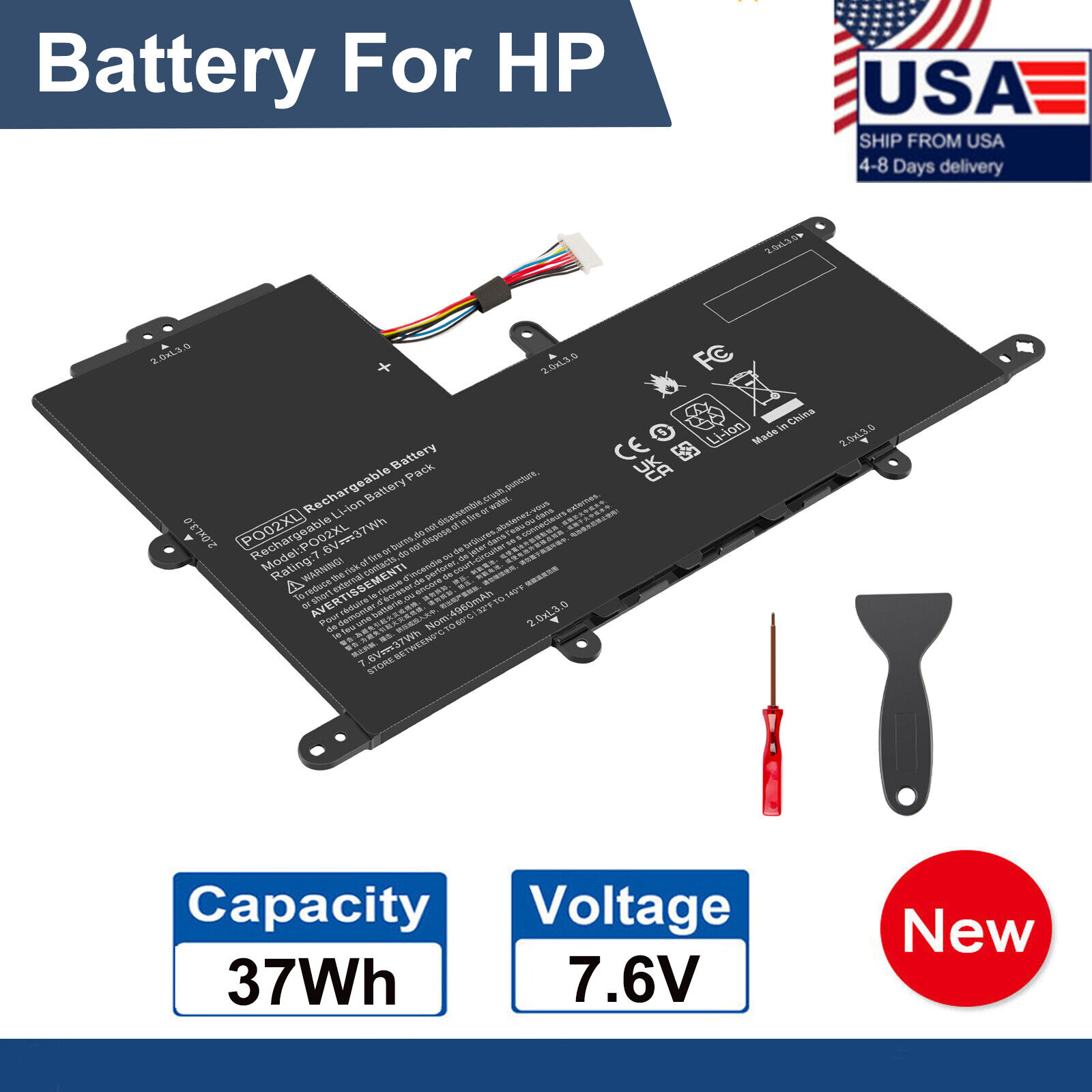 PO02XL Battery for HP Stream 11-R 11-R010NR 11-R015WN 11-R015WN 11-Y 11-Y010WM