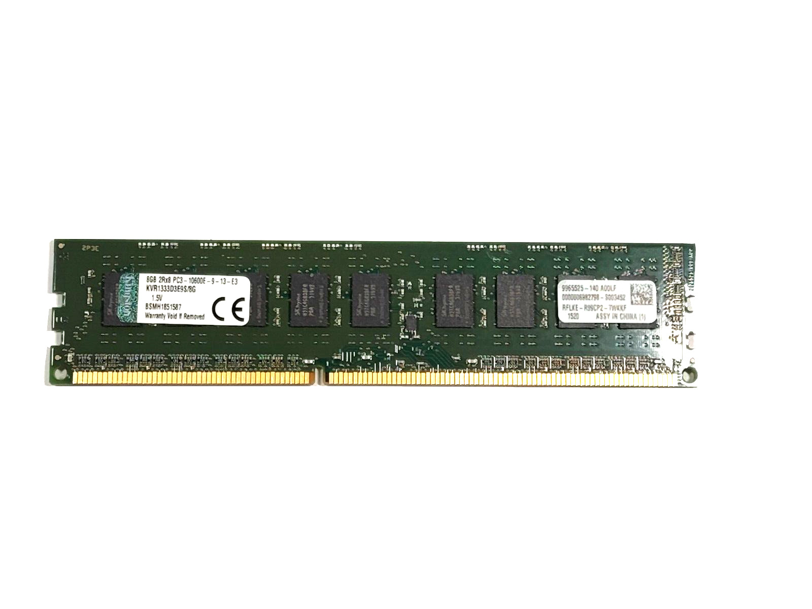 Kingston 8GB PC3-10600 DDR3-1333MHz ECC Unbuffered CL9 240-Pin DIMM Dual Rank