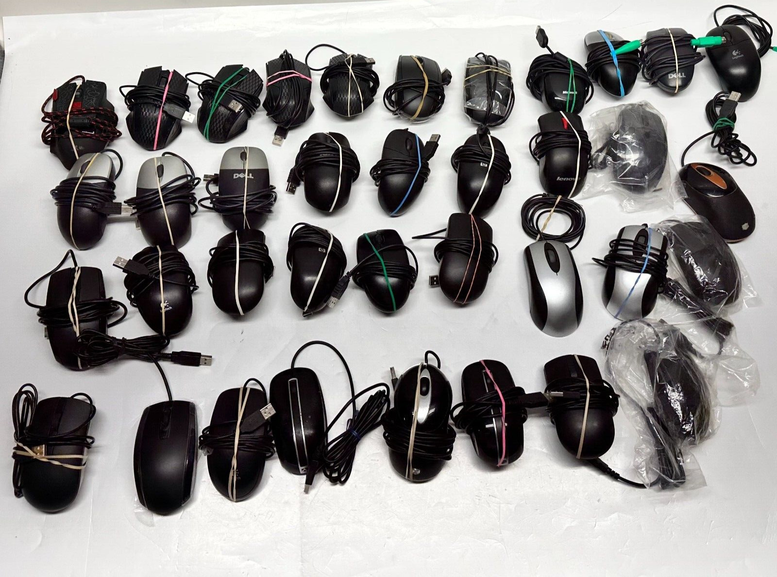 LOT OF 37 -  Wired Scroll Mouse - Various Brands