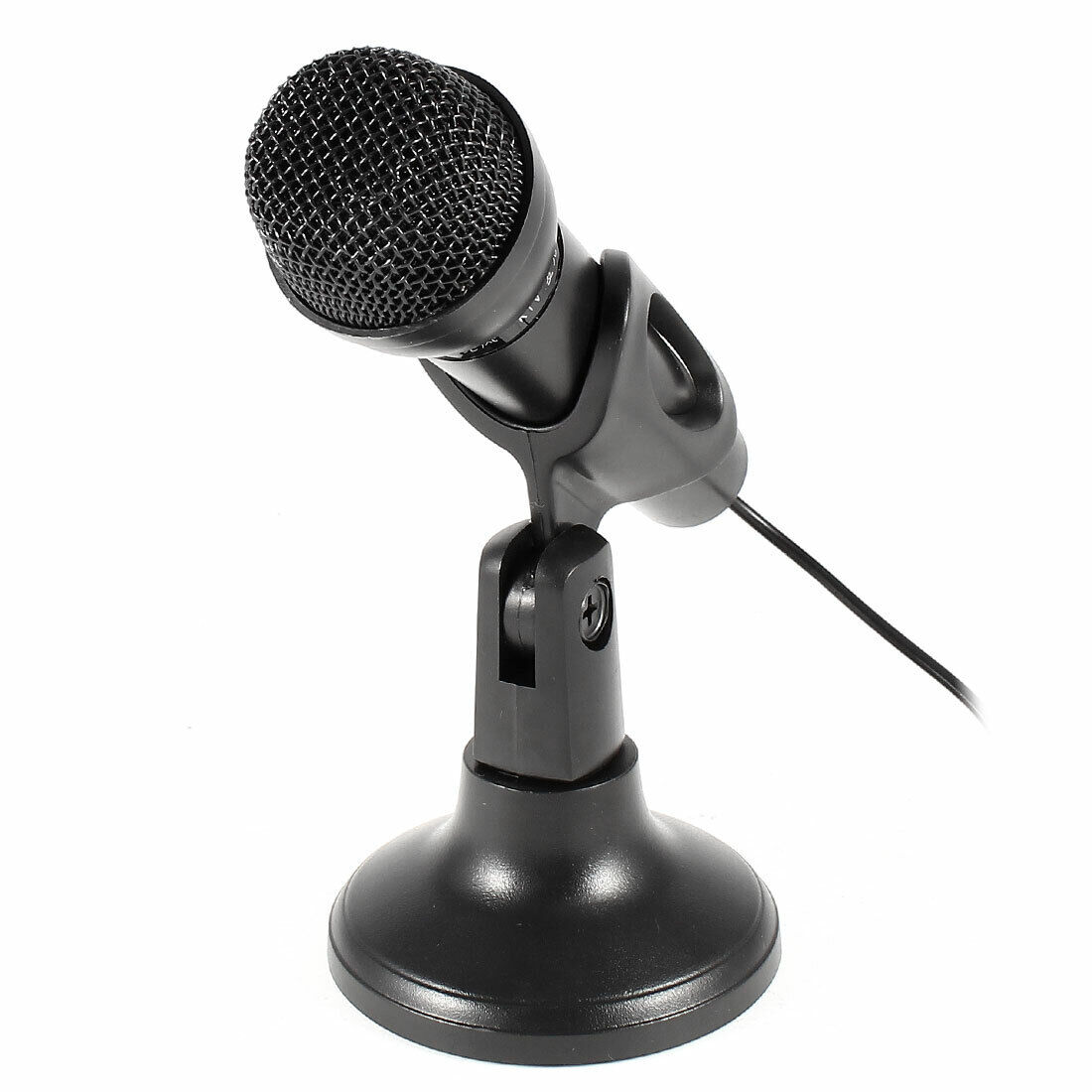 Black 3.5mm Male Studio Speech Network KTV Mini Microphone w Holder